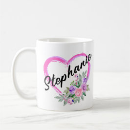 Gepersonaliseerde Floral Heart Mok