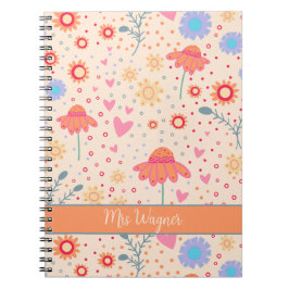 Gepersonaliseerde  Floral Hearts Teacher Notitieboek