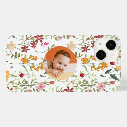 Gepersonaliseerde Floral iPhone Case – Voeg uw fot (Achterkant (horizontaal))