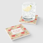 Gepersonaliseerde Floral kerstpatroonstonkust Stenen Onderzetter (Zijkant)