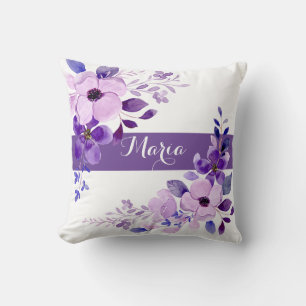 Gepersonaliseerde Floral lavender gooit kussen