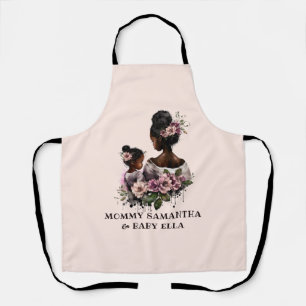 Gepersonaliseerde Floral Ma en Baby (2) Schort