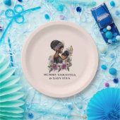 Gepersonaliseerde Floral Ma en Baby (3) Papieren Bordje (Feest)
