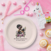 Gepersonaliseerde Floral Ma en Baby (3) Papieren Bordje (Feest)
