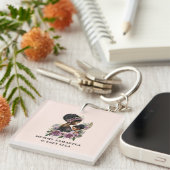 Gepersonaliseerde Floral Ma en Baby (3) Sleutelhanger (Voorkant Rechts)