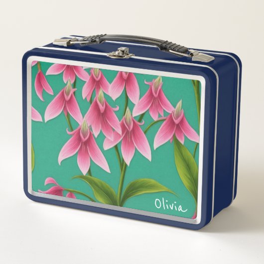 Gepersonaliseerde Floral Metal Lunchbox (Voorkant)