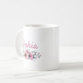 Gepersonaliseerde Floral Mok met naam (Voorkant links)