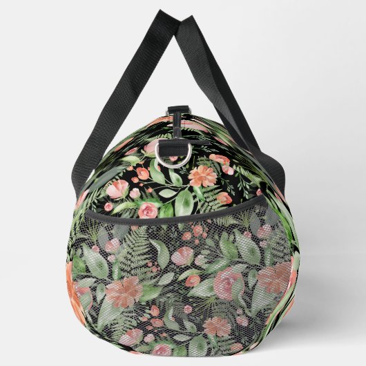 Gepersonaliseerde Floral Oma Moederdag Zwart Plunjezak (Rechts)