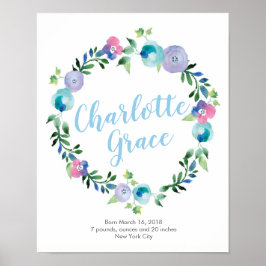 Gepersonaliseerde Floral paarse poster print