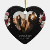 Gepersonaliseerde Floral-paren Valentijnsdag Gift Keramisch Ornament (Voorkant)