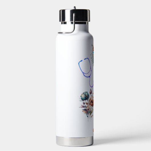 Gepersonaliseerde Floral Reis Zurse Monogram Waterfles (Rechts)