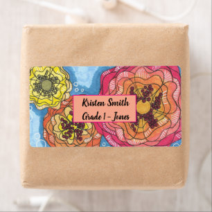 Gepersonaliseerde Floral School Labels