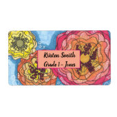 Gepersonaliseerde Floral School Labels (Voorkant)