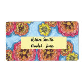 Gepersonaliseerde Floral School Labels (Voorkant)