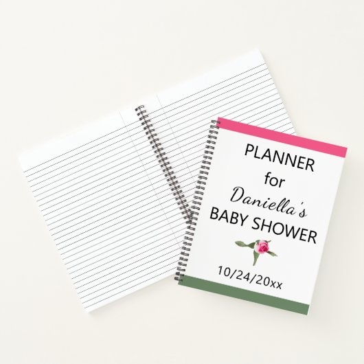 Gepersonaliseerde Floral Spray Baby shower Planner Notitieboek (Binnen)