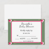 Gepersonaliseerde Floral Spray Baby shower RSVP Kaartje (Voorkant / Achterkant)