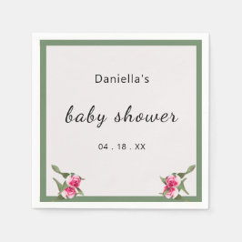 Gepersonaliseerde Floral Spray Baby shower Servet