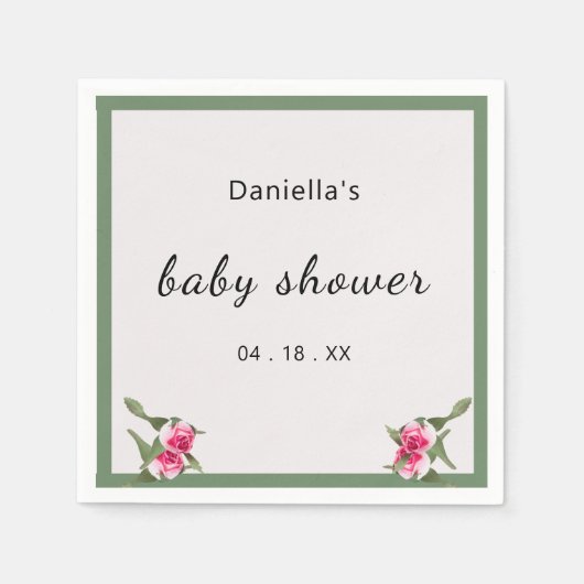 Gepersonaliseerde Floral Spray Baby shower Servet (Voorkant)