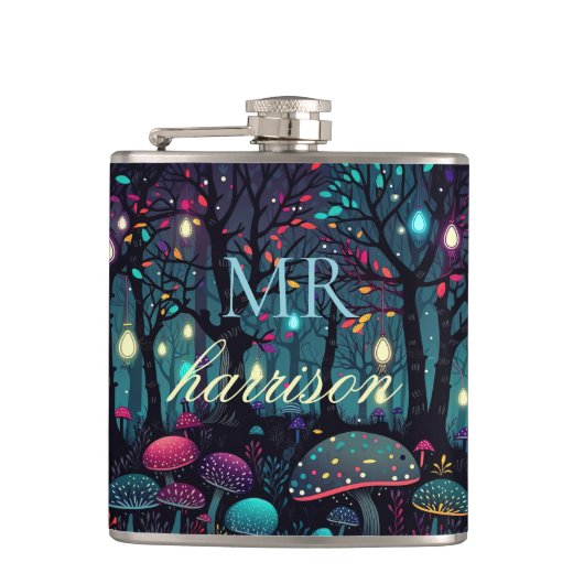Gepersonaliseerde Floral Spray Fantasy Art Flask Heupfles (Voorkant)