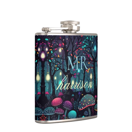 Gepersonaliseerde Floral Spray Fantasy Art Flask Heupfles (Rechts)