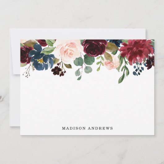 Gepersonaliseerde Floral Stationery Flat Kaart (Voorkant)
