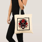 Gepersonaliseerde Floral Sugar Skull Canvas tas (Voorkant (product))