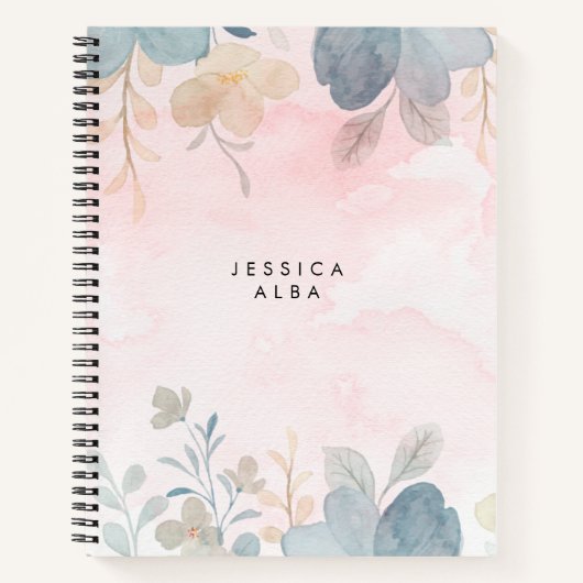 Gepersonaliseerde Floral Theme Spiral Notitieboek (Voorkant)