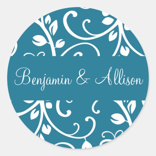 Gepersonaliseerde Floral Vine Envelope Sticker Sea (Voorkant)