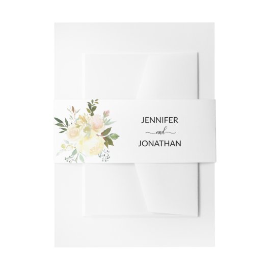 Gepersonaliseerde Floral Waterverf Ivoor Roze Brui Uitnodigingen Wikkel (Voorkant Voorbeeld)