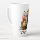 Gepersonaliseerde Floral Waterverf Lelies Latte Mok (Linkerhoek)