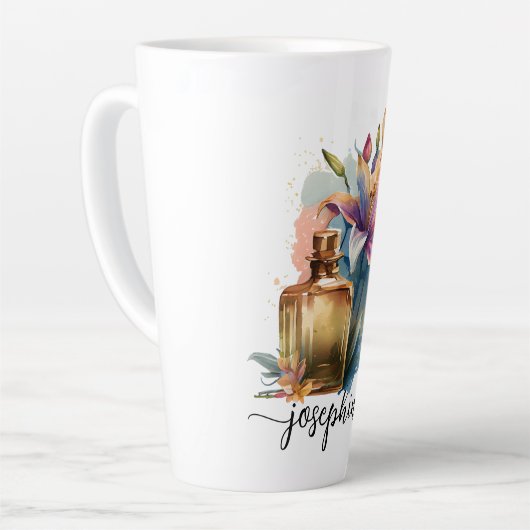 Gepersonaliseerde Floral Waterverf Lelies Latte Mok (Linkerhoek)