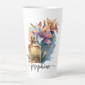 Gepersonaliseerde Floral Waterverf Lelies Latte Mok (Voorkant)