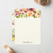 Gepersonaliseerde Floral Waterverf Rustic Land Notitiekaartje (Voorkant / Achterkant in situ)