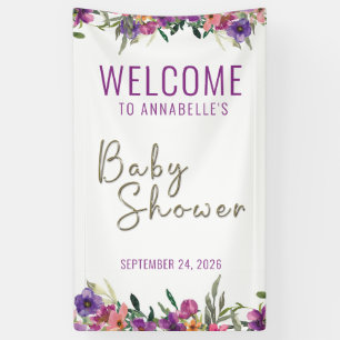 Gepersonaliseerde Floral Welkom Meisje Baby shower Spandoek