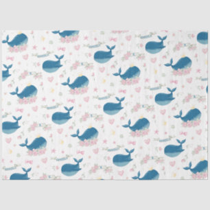 Gepersonaliseerde Floral Whale Tissuepapier