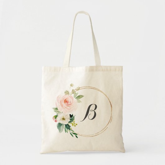 gepersonaliseerde Floral Wreath Canvas tas Bridesm (Voorkant)