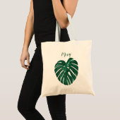gepersonaliseerde florale canvas tas monstera leaf (Voorkant (product))
