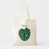 gepersonaliseerde florale canvas tas monstera leaf (Voorkant)