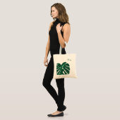 gepersonaliseerde florale canvas tas monstera leaf (Voorkant (model))