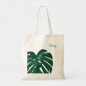 gepersonaliseerde florale canvas tas monstera leaf (Voorkant)