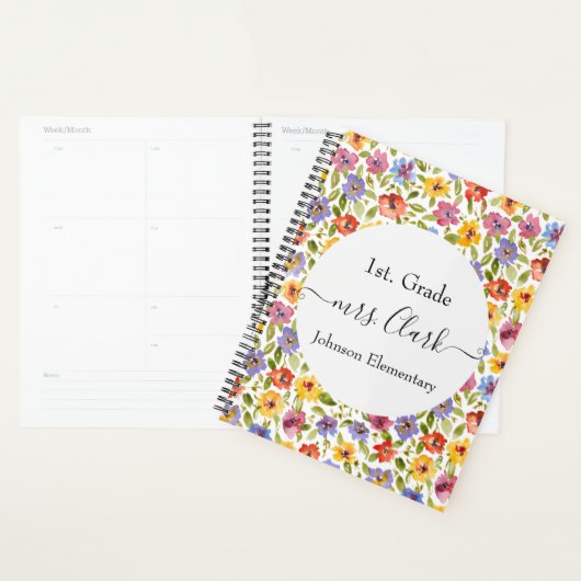Gepersonaliseerde florale leraar les planner (Display)