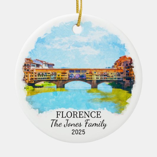 Gepersonaliseerde Florence Ornament, Italië Gift Keramisch Ornament (Voorkant)