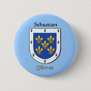 Gepersonaliseerde Flores Historisch Schild Ronde Button 5,7 Cm