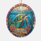 Gepersonaliseerde Florida Keys Ornament, Zee Schil Keramisch Ornament (Links)