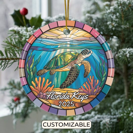 Gepersonaliseerde Florida Keys Ornament, Zee Schil Keramisch Ornament