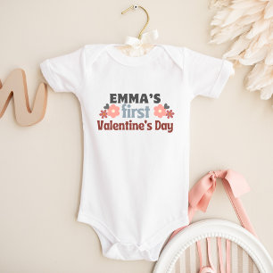 Gepersonaliseerde Flower First Valentijnsdag Schat Romper