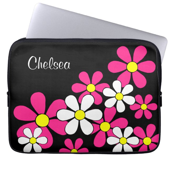 Gepersonaliseerde Flower Power-laptophoes Laptop Sleeve (Voorkant)