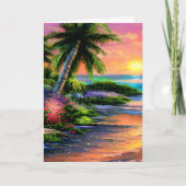 Gepersonaliseerde Flower Tropical Verjaardag Kaart (Voorkant)