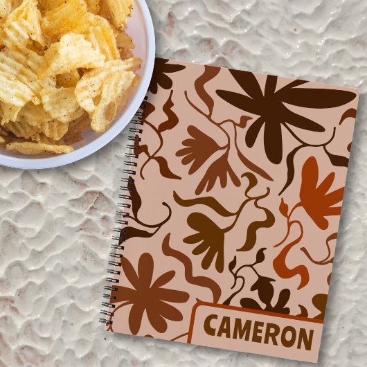 Gepersonaliseerde 'Flowing Vines Rustic Brown' Notitieboek
