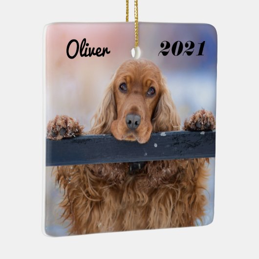 Gepersonaliseerde fluffy Brown Cocker Spaniel Dog Keramisch Ornament (Rechts)